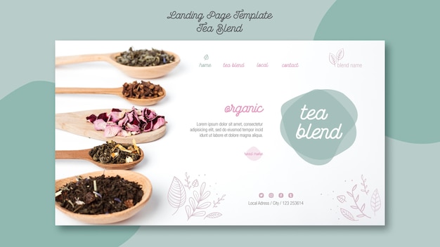 Design della pagina di destinazione della miscela di tè