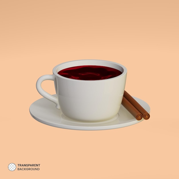 PSD gratuito illustrazione di rendering 3d isolata dell'icona della tazza di tè e del biscotto