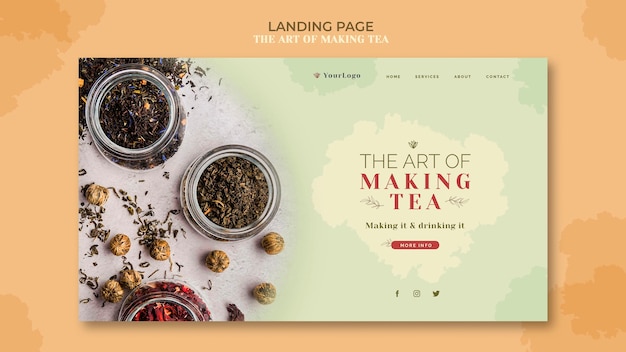 Free PSD tea house landing page template
