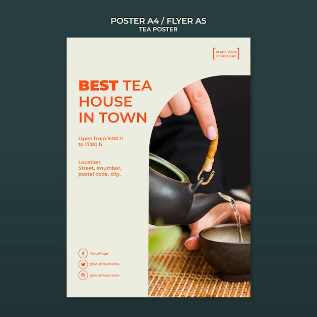 Tea house poster template