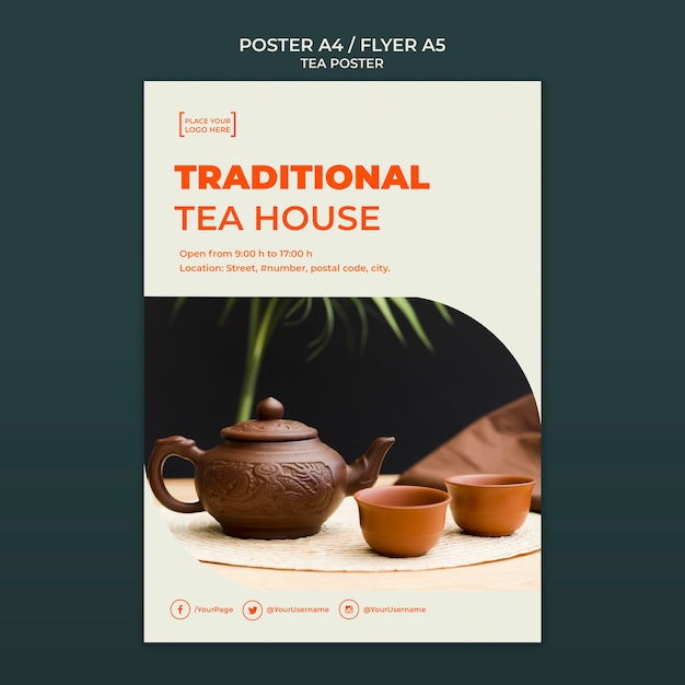 Tea house template poster