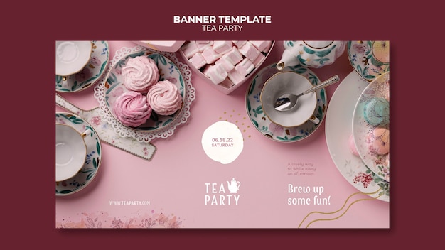 Tea party banner template design