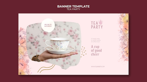 Tea party banner template design