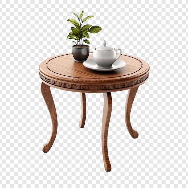 Free PSD tea table isolated on transparent background