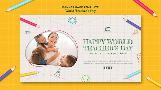 Free PSD teacher's day banner template