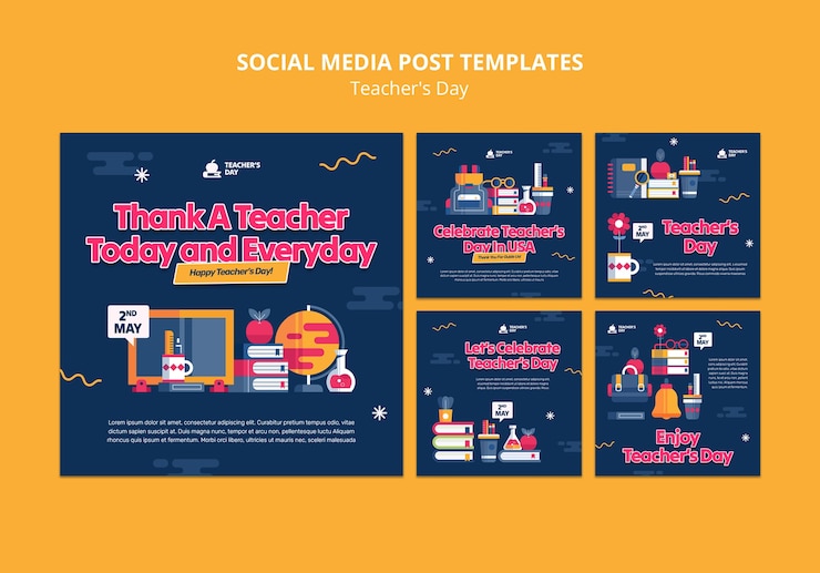 Free PSD teacher's day celebration instagram posts