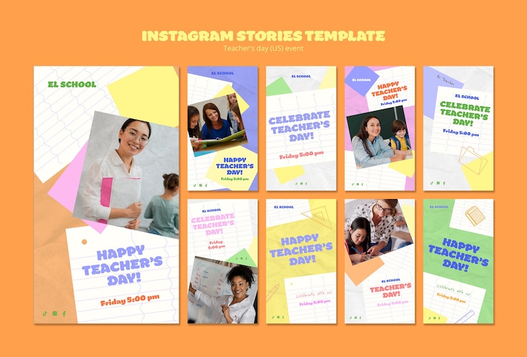 Free PSD teacher's day celebration instagram stories