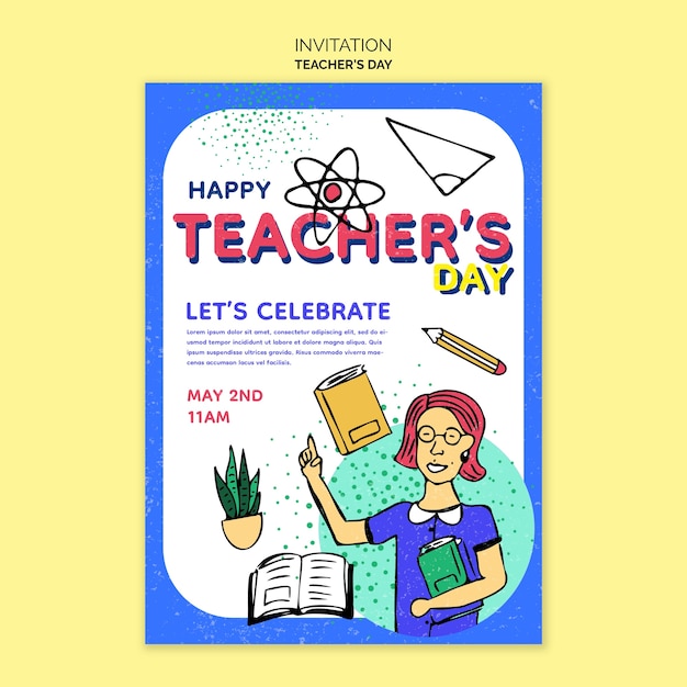 Free PSD teacher's day celebration invitation template