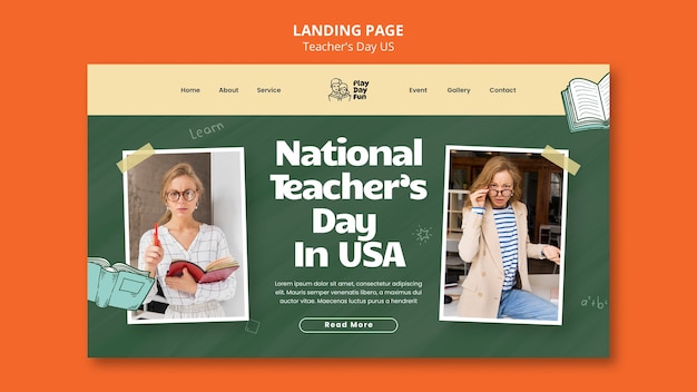 Free PSD teacher's day celebration landing page template