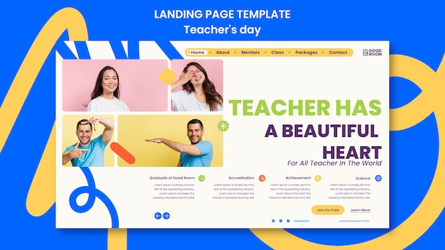 Free PSD teacher's day celebration landing page template