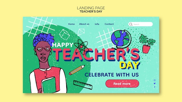 Teacher's day celebration landing page template