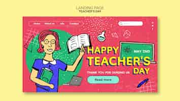 Free PSD teacher's day celebration landing page template