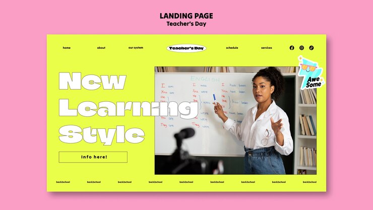 Free PSD teacher's day celebration landing page