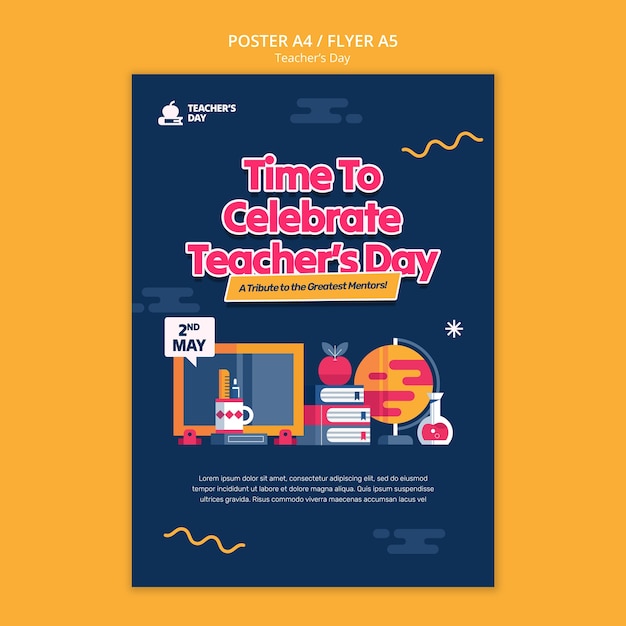 Free PSD teacher's day celebration poster template