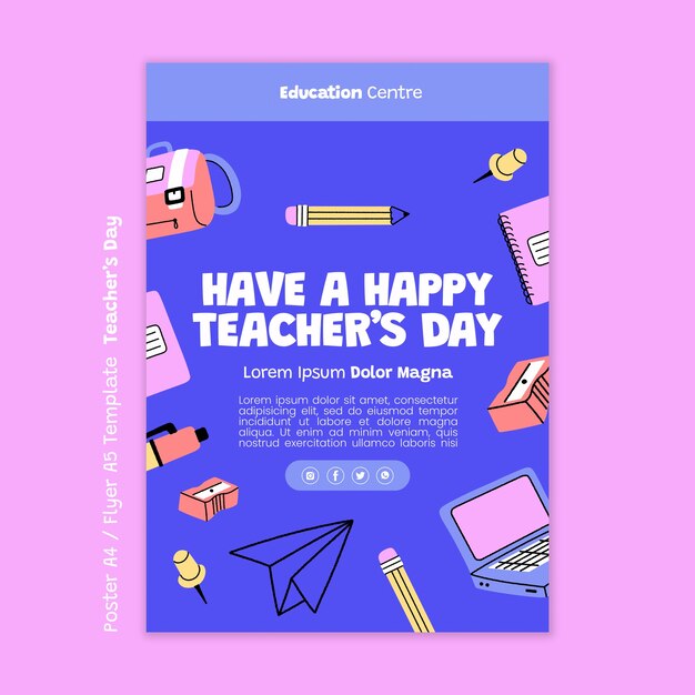 Free PSD teacher's day celebration poster template