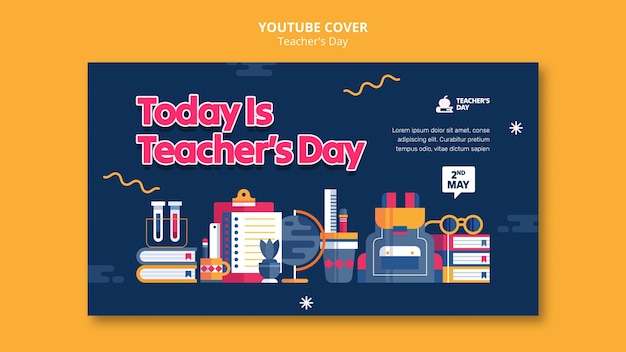 Free PSD teacher's day celebration youtube cover template