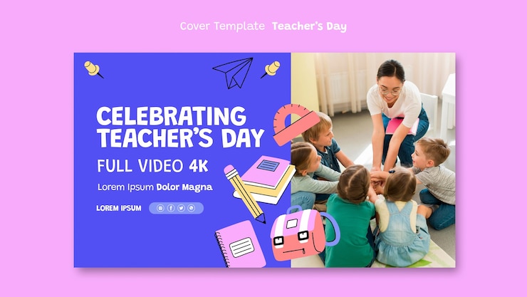 Free PSD teacher's day celebration youtube cover