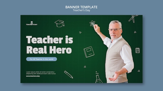 Free PSD teacher's day horizontal banner template