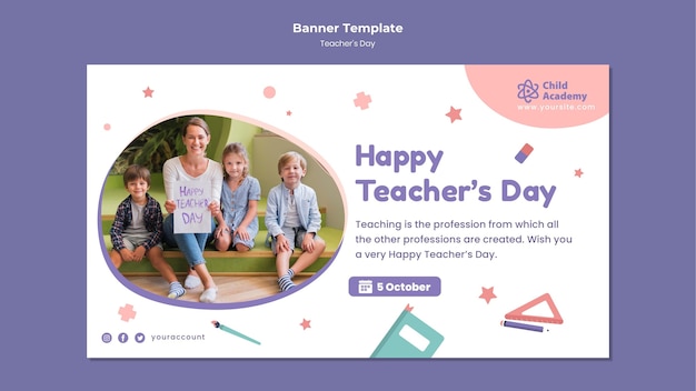 Teacher's day horizontal banner template