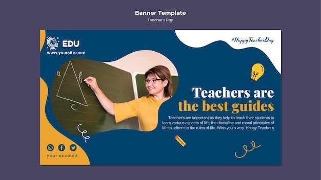Teacher's day horizontal banner template