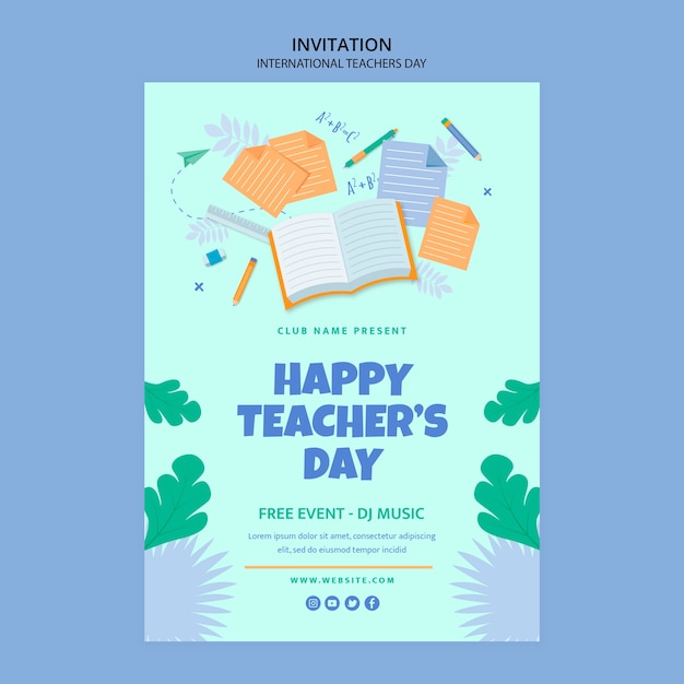 Free PSD teacher's day invitation template