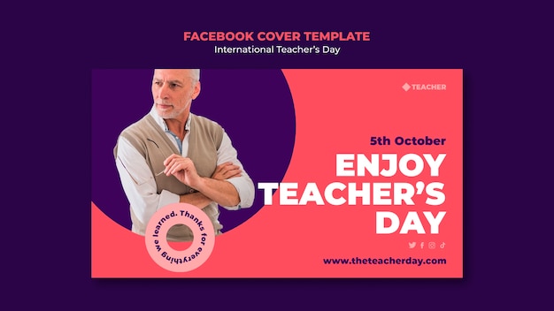 PSD gratuito modello di copertina dei social media per la giornata dell'insegnante