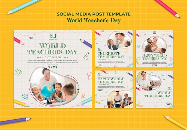 Free PSD teacher's day social media post template