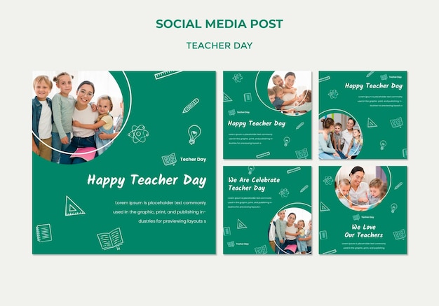 PSD gratuito modello di post sui social media per la giornata dell'insegnante