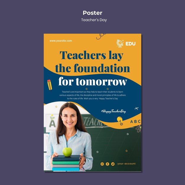 Teacher's day vertical poster template