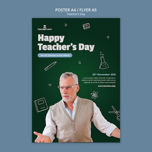 Free PSD teacher's day vertical print template