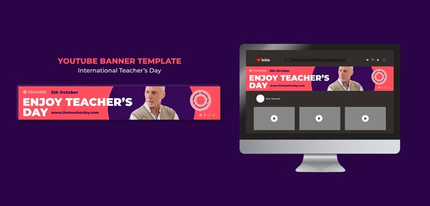 Free PSD teacher's day youtube banner template