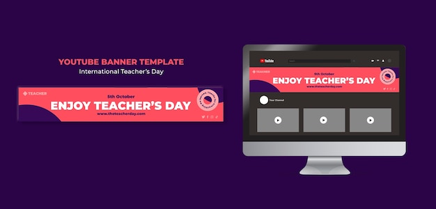 Free PSD teacher's day youtube banner template