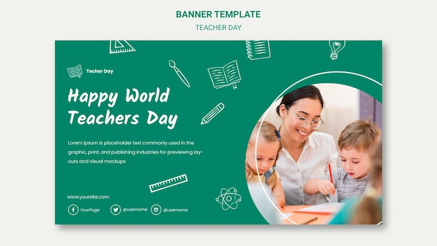 Free PSD teacher and students banner template