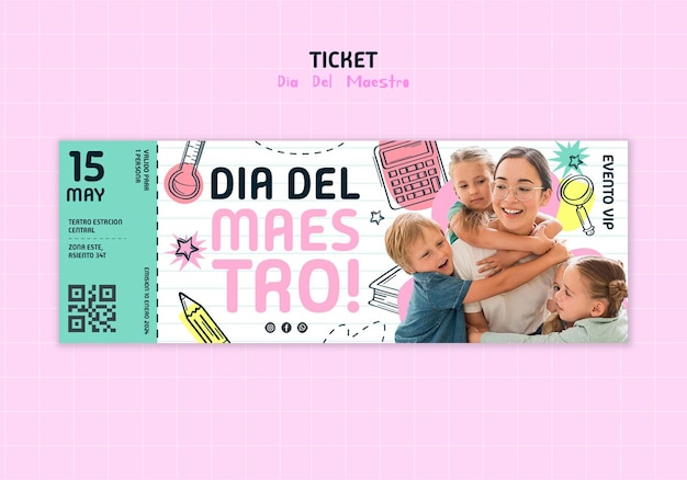 Free PSD teachers day celebration ticket template