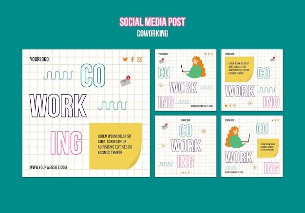 Free PSD team work concept social media post