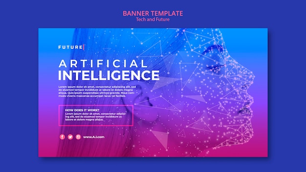 Free PSD tech and future concept banner template with picture