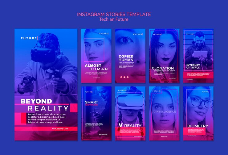 Free PSD tech and future concept instagram stories