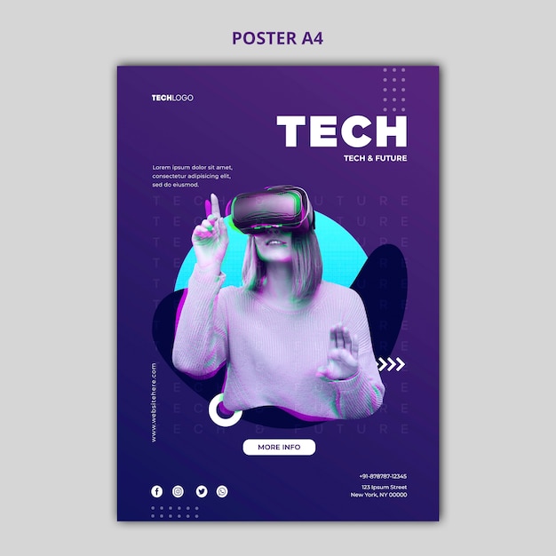 PSD gratuito modello di concetto di poster tech & futuro