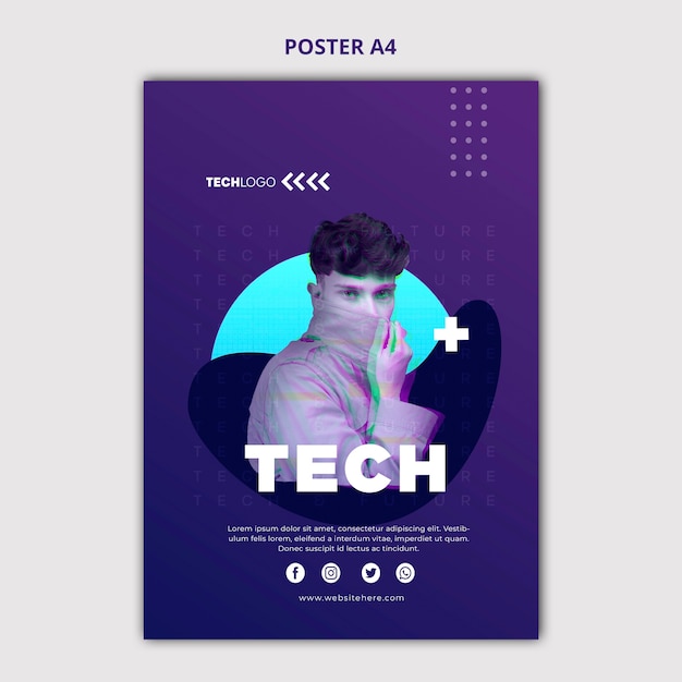 PSD gratuito modello di concetto di poster tech & futuro