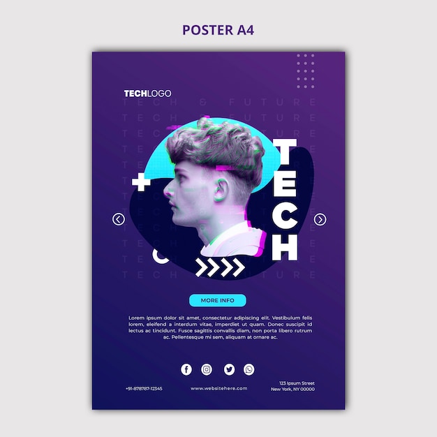 Modello di concetto di poster tech & futuro