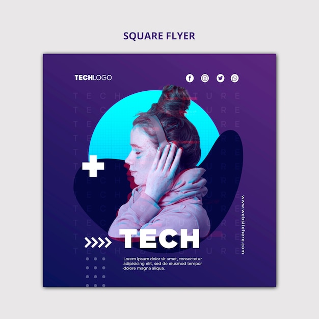 Free PSD tech & future square flyer concept template