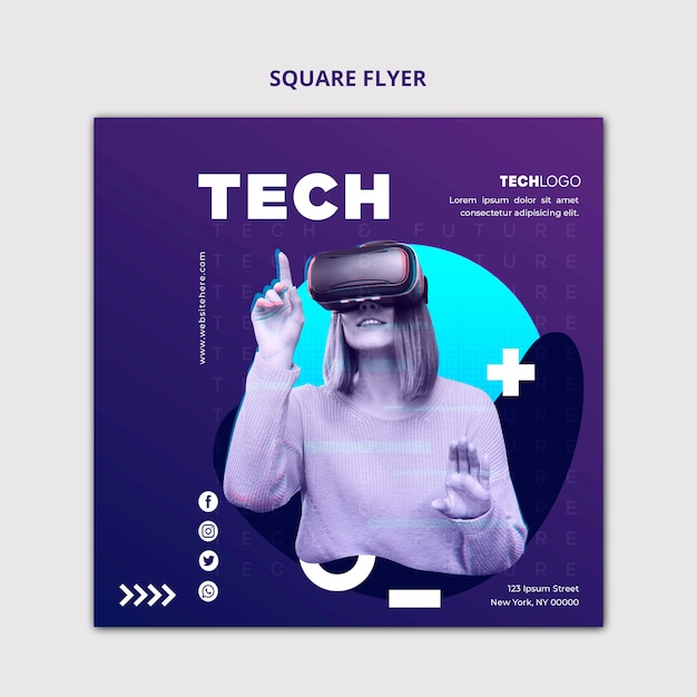 Free PSD tech & future square flyer concept template