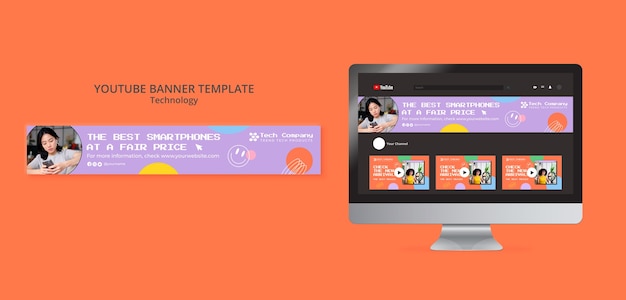 テックストアとビジネスのyoutubeバナーテンプレート