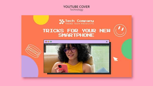 Modello di copertina di youtube per negozio tecnologico e business