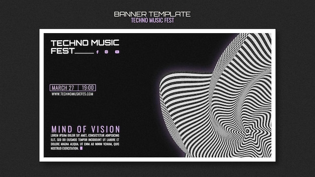 PSD gratuito banner di festival di musica techno