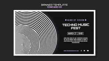 PSD gratuito banner di festival di musica techno