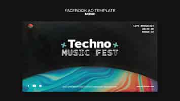 Free PSD techno music fest facebook template