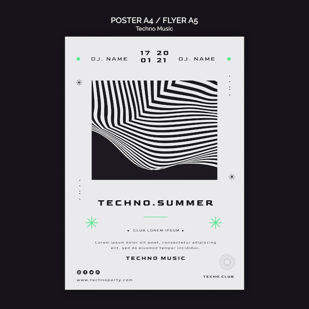 Techno music festival poster template