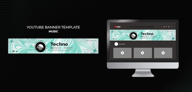 Techno music festival youtube banner