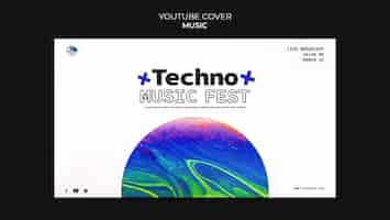 PSD gratuito copertina youtube del festival di musica techno